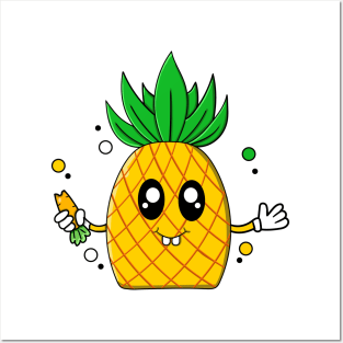 cute pineaplle cartoon Posters and Art